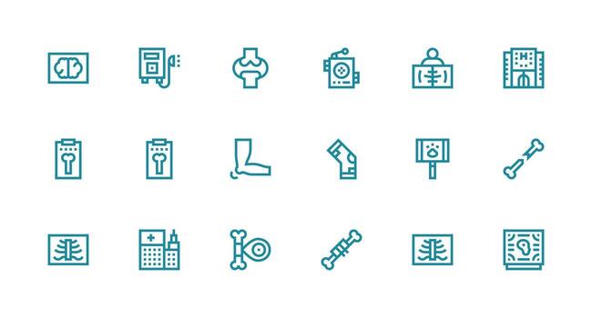18 Strong Stroke Line Icons for Xray Graphics Customizable Icon Series for Mobile Screens vector
