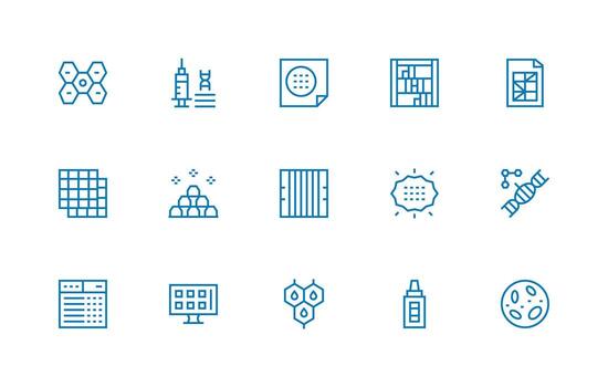 células icono conjunto con 15 regular línea gráficos mínimo icono conjunto para interfaz proyectos vector