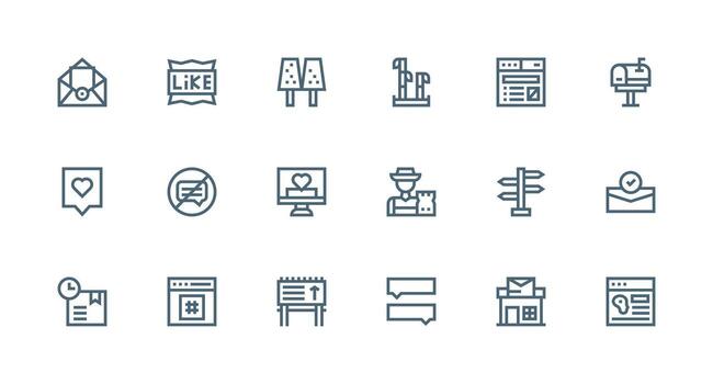18 Icons for Post in Strong Stroke Line Format Reusable Icon Set vector