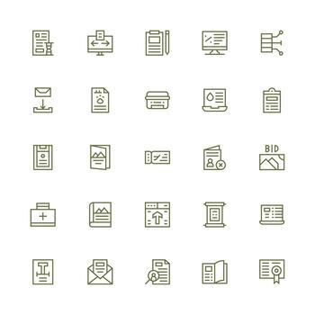 documento icono colección con 25 medio carrera contorno diseños bien estructurado íconos para creativo utilizar vector