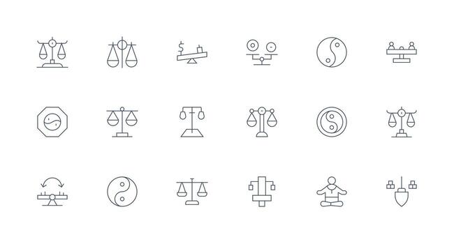 18 Minimal Line Icons for Equilibrium Graphics Basic Icon Series vector