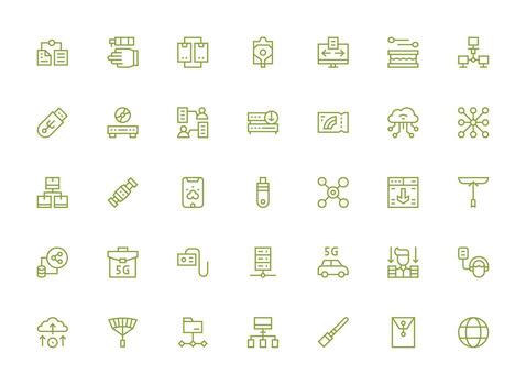 35 datos transferir íconos en regular limpiar línea estético listo para la interfaz de usuario icono colección vector