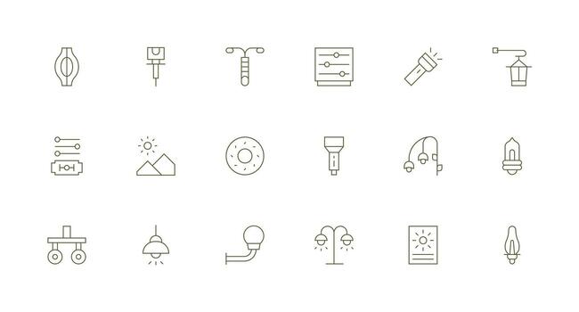 brillo diseño íconos presentando 18 en mínimo línea estilo icono colección conjunto vector