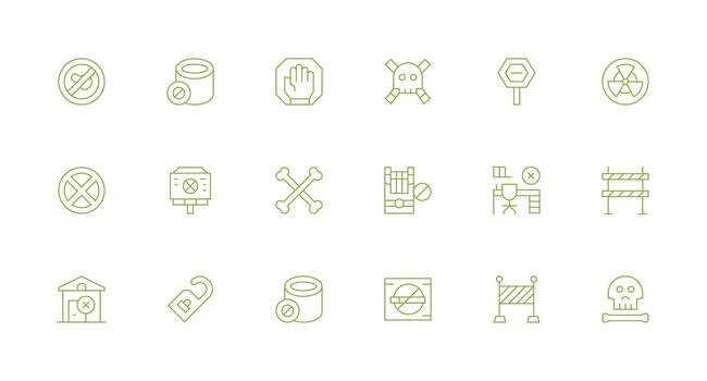 Do Not Enter Visual Pack containing 18 Minimal Line Icons Scalable Icon Pack vector