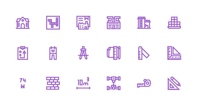 Plano diseño íconos presentando 18 en fuerte carrera línea estilo de confianza íconos para todas interfaces vector