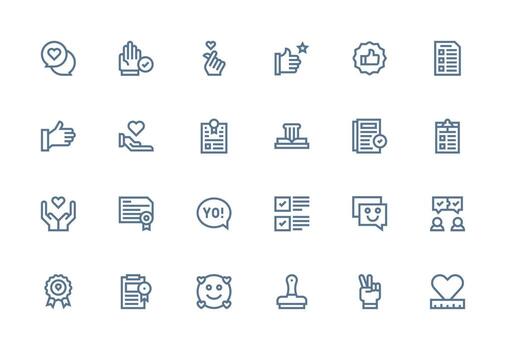 Approval Icon Collection with 24 Thick Line Line Designs Minimal Icon Set for Interface Projects vector