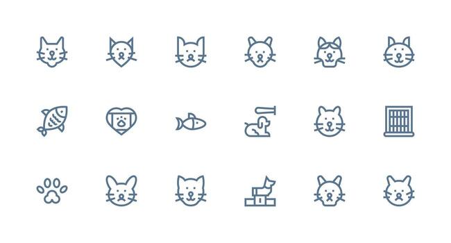 Strong Stroke Line Style Pet Icons with 18 Vectors Fully Editable Icon Set for Web