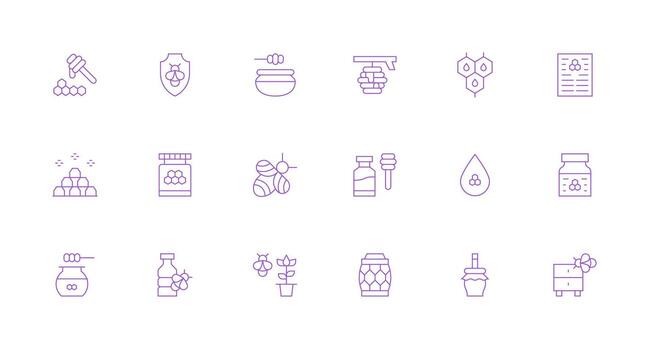 Bee Icon Collection with 18 Minimal Line Designs Clean Icon Collection for Web Use vector