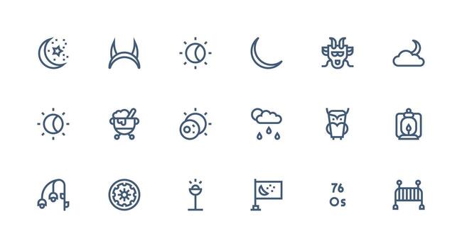 18 Icons for Dark in Strong Stroke Line Format Basic Icon Series vector