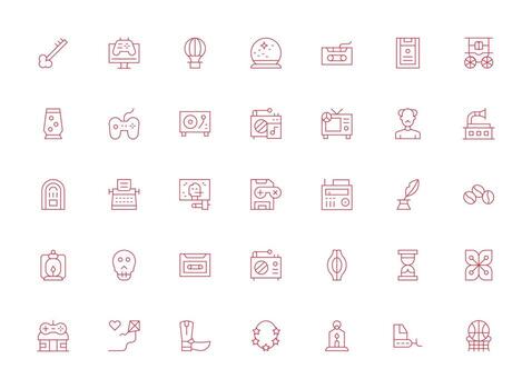 Light Line Icons from Retro Set with 35 Vectors Optimized Icon Pack for Digital Products