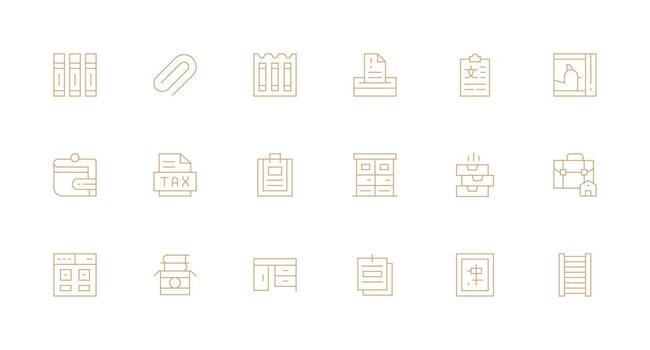 Filing Visual Pack containing 18 Minimal Line Icons Icon Collection Set vector