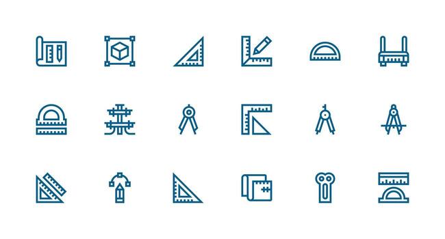 18 Strong Stroke Line Style Icons from Cad Collection Full Icon Library for UI Designers vector