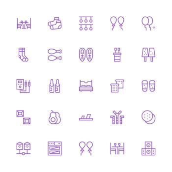 25 Medium Stroke Outline Icons for Two Graphics Neat Icon Set vector