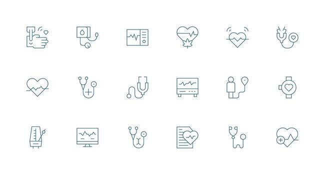 Pulse Set with 18 Minimal Line Icons Icon Set for Apps vector