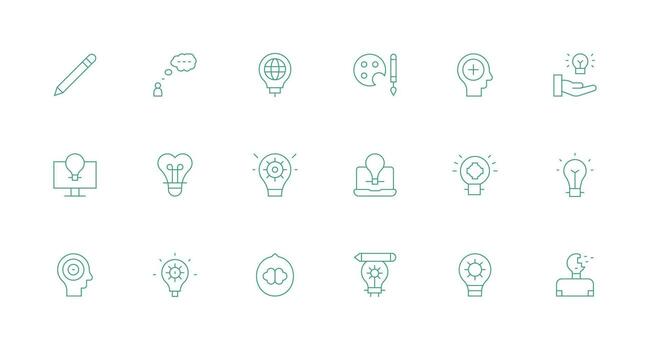 mínimo línea estilo creatividad íconos con 18 vectores web y aplicación icono paquete colección