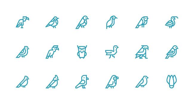 Feathered featuring 18 Icons in Strong Stroke Line Design Well-Structured Icons for Creative Use vector