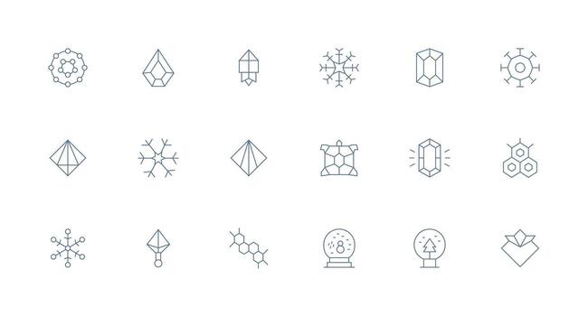 Crystal Set with 18 Minimal Line Icons Clear and Concise Icon Set Collection vector