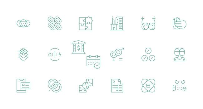 Combined Icon Set with 18 Minimal Line Graphics Clean Icon Collection for Web Use vector