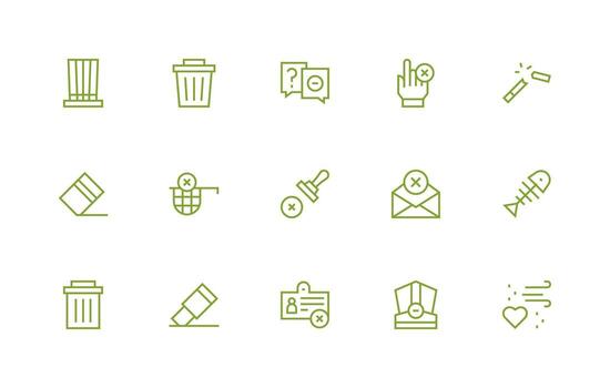 15 íconos para Eliminar en regular línea formato sensible icono conjunto para flexible diseños vector