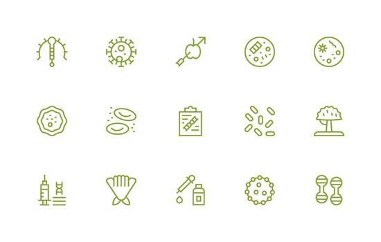 Biological Set with 15 Regular Line Icons Simplified Icon Pack for Visual Tools vector