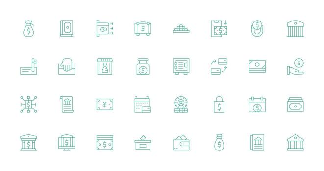 32 Thin Line Icons for Deposit Graphics Multi-Purpose Icon Set vector