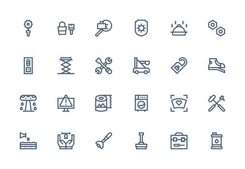 24 Thick Line Line Designs for Maintenance Icons Minimal Icon Set for Interface Projects vector