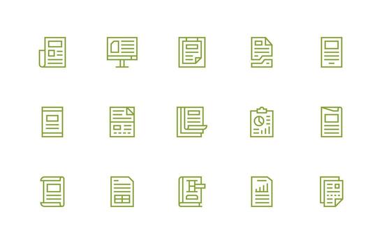 Excel Icon Collection with 15 Regular Line Designs Modern Icon Set vector