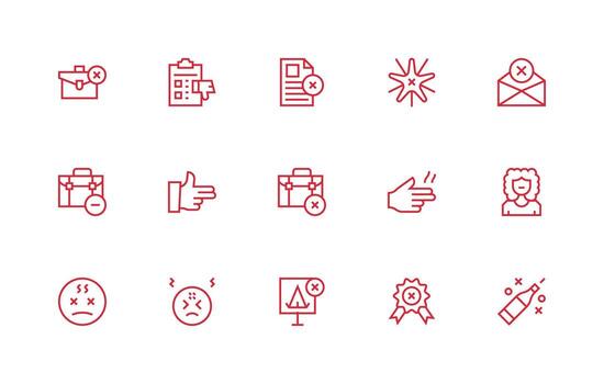 Unsuccessful Icon Collection with 15 Regular Line Designs Neatly Designed Icons for Web Platforms vector