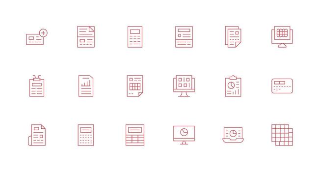 18 mínimo línea íconos para hoja de cálculo gráficos personalizable icono serie para móvil pantallas vector