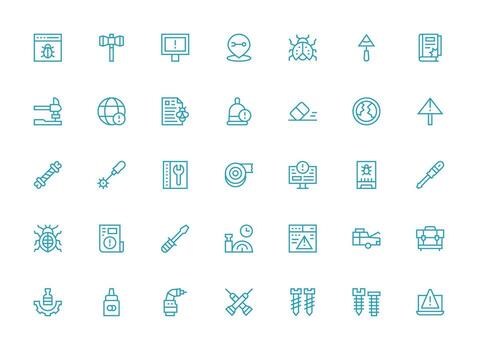 35 regular limpiar línea íconos para reparar gráficos moderno línea y glifo icono serie vector