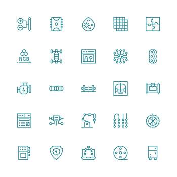 componente icono conjunto con 25 medio carrera contorno gráficos moderno línea y glifo icono serie vector