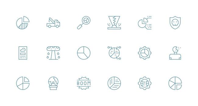 Breakdown Design Icons featuring 18 in Minimal Line Style Neutral Style Icons for Any Project vector