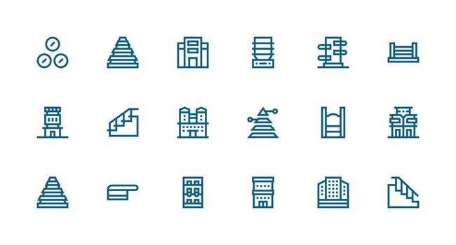 Multilevel featuring 18 Icons in Strong Stroke Line Design Pixel Perfect Icons for Modern Apps vector