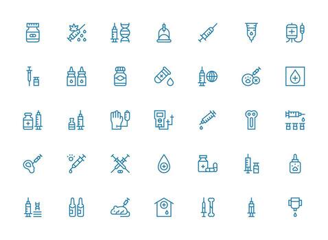 35 Regular Clean Line Vectors for Injection Theme UI and UX Focused Icon Collection