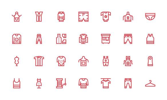 Garment Set with 28 Bold Line Icons Neatly Designed Icons for Web Platforms vector