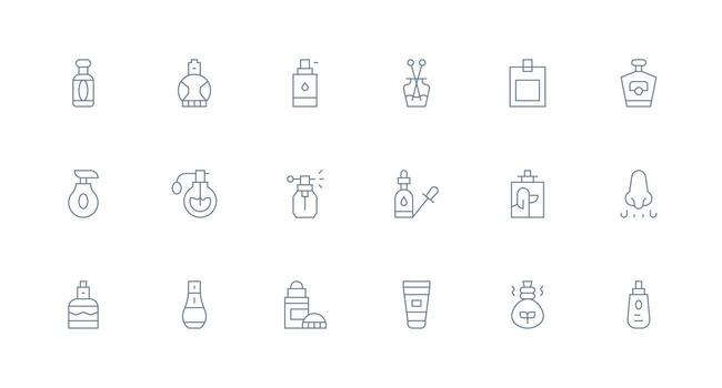 mínimo línea estilo fragancia íconos con 18 vectores flexible icono sistema para web interfaces