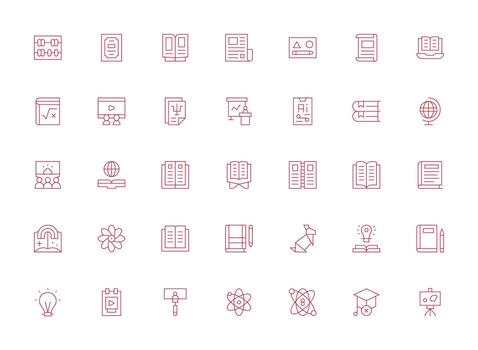 Learning featuring 35 Icons in Light Line Design Minimal Icon Set for Interface Projects vector