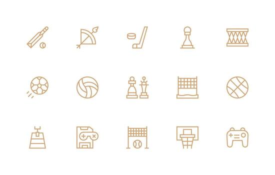 15 Regular Line Style Icons from Gameplay Collection Style Icon Set vector