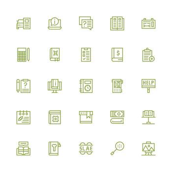 25 Documentation Icons in Medium Stroke Outline Aesthetic Complete Icon Set for Mobile Apps vector