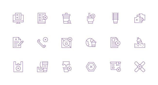 Refuse Visual Pack containing 18 Minimal Line Icons All Device Compatible Icon Set vector
