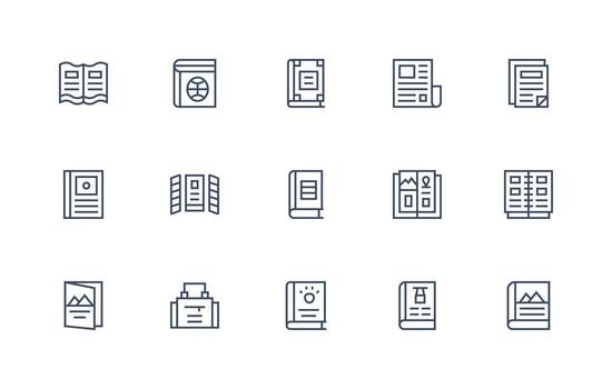 15 regular línea diseños para folleto íconos interfaz icono colección para diario proyectos vector