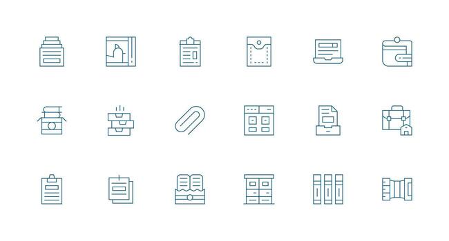 18 mínimo línea vectores para presentación tema píxel Perfecto icono conjunto