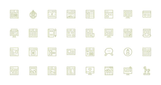 Blog including 32 Thin Line Illustrations Web and App Icon Pack Collection vector