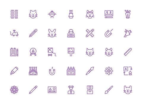 Drawing Set with 35 Regular Clean Line Icons Responsive Icon Set for Flexible Layouts vector