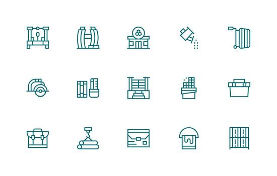 Regular Line Style Materials Icons with 15 Vectors Web Icon Collection