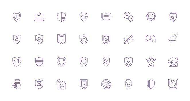 Safeguard featuring 32 Icons in Thin Line Design Interface Icons for Daily Use vector