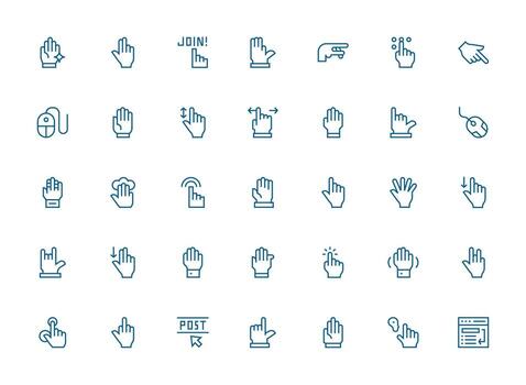 35 Icons for Cursor in Regular Clean Line Format Light Icon Series vector