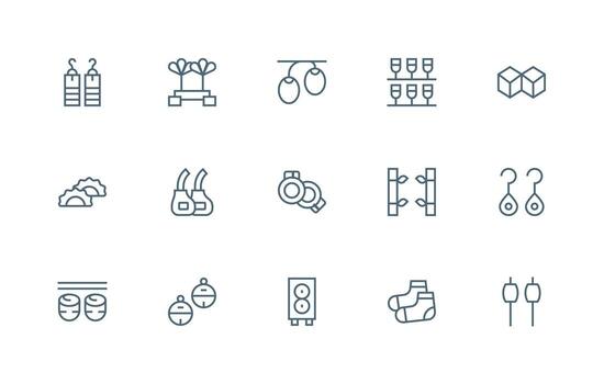 15 Regular Line Style Icons from Pair Collection Clear and Concise Icon Set Collection vector