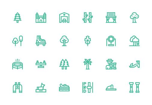 Thick Line Line Icons from Park Set with 24 Vectors Fully Editable Icon Set for Web