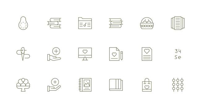 18 Icons for Collection in Minimal Line Format Icon Set vector